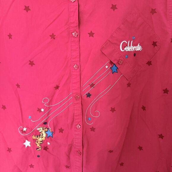 Vintage Disney Celebration Tigger Button Down Short Sleeve Shirt Plus Sz 26W/28W - Picture 6 of 8